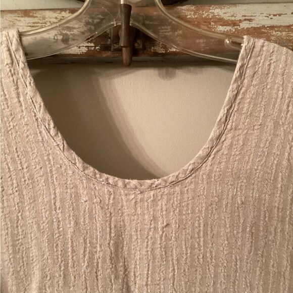 FLAX JEANNE ENGELHART VINTAGE LINEN SEERSUCKER OATMEAL MAXI TANK DRESS LAGENLOOK - Picture 4 of 6